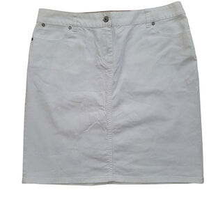 Talbots Petite Women's Pencil Denim White Skirt Size 14P Excellent Condition